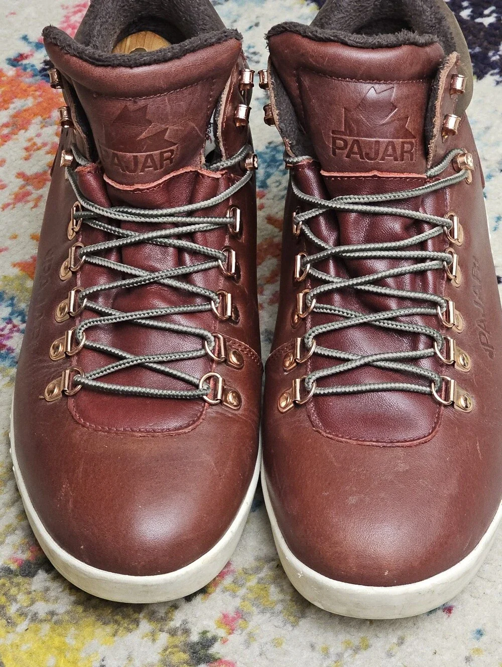 Pajar Pacer 79751 Mens Size 10 Red Leather Lace Up Lifestyle Sneakers Shoes